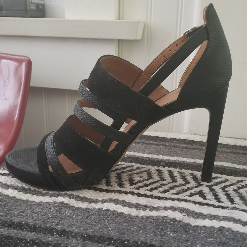 Black Leather and Suede Heels H&M Size 8